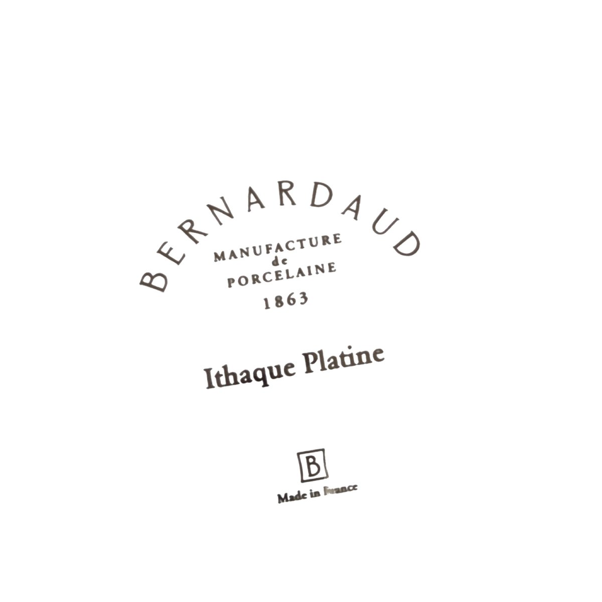  Suite de 6 assiettes à pain en porcelaine de Limoges, maison Bernardaud, modèle Ithaque Platin-photo-2