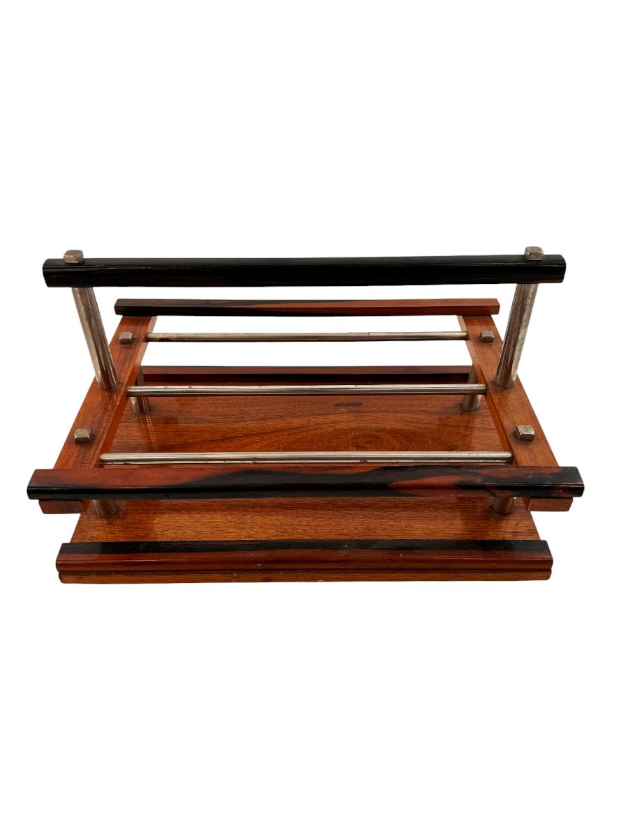 Présentoir original en bois à compartiments, époque Art Déco.-photo-3