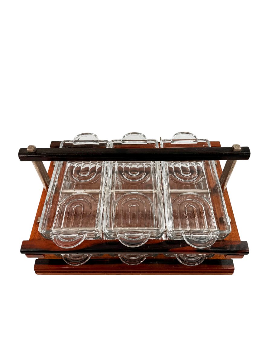 Présentoir original en bois à compartiments, époque Art Déco.-photo-1