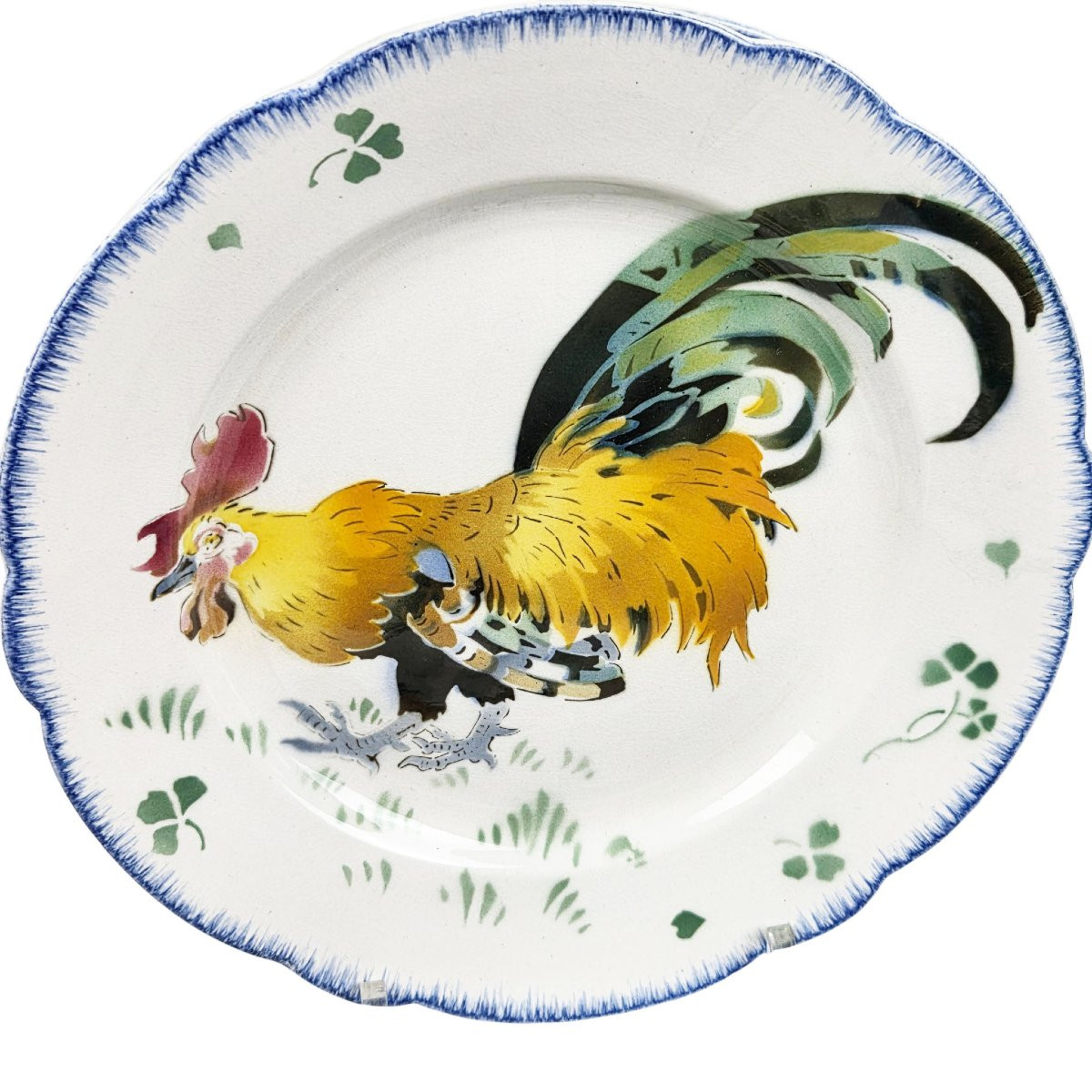  Service de table en faïence de Lunéville, modèle « Les Coqs », 64 pièces.-photo-1