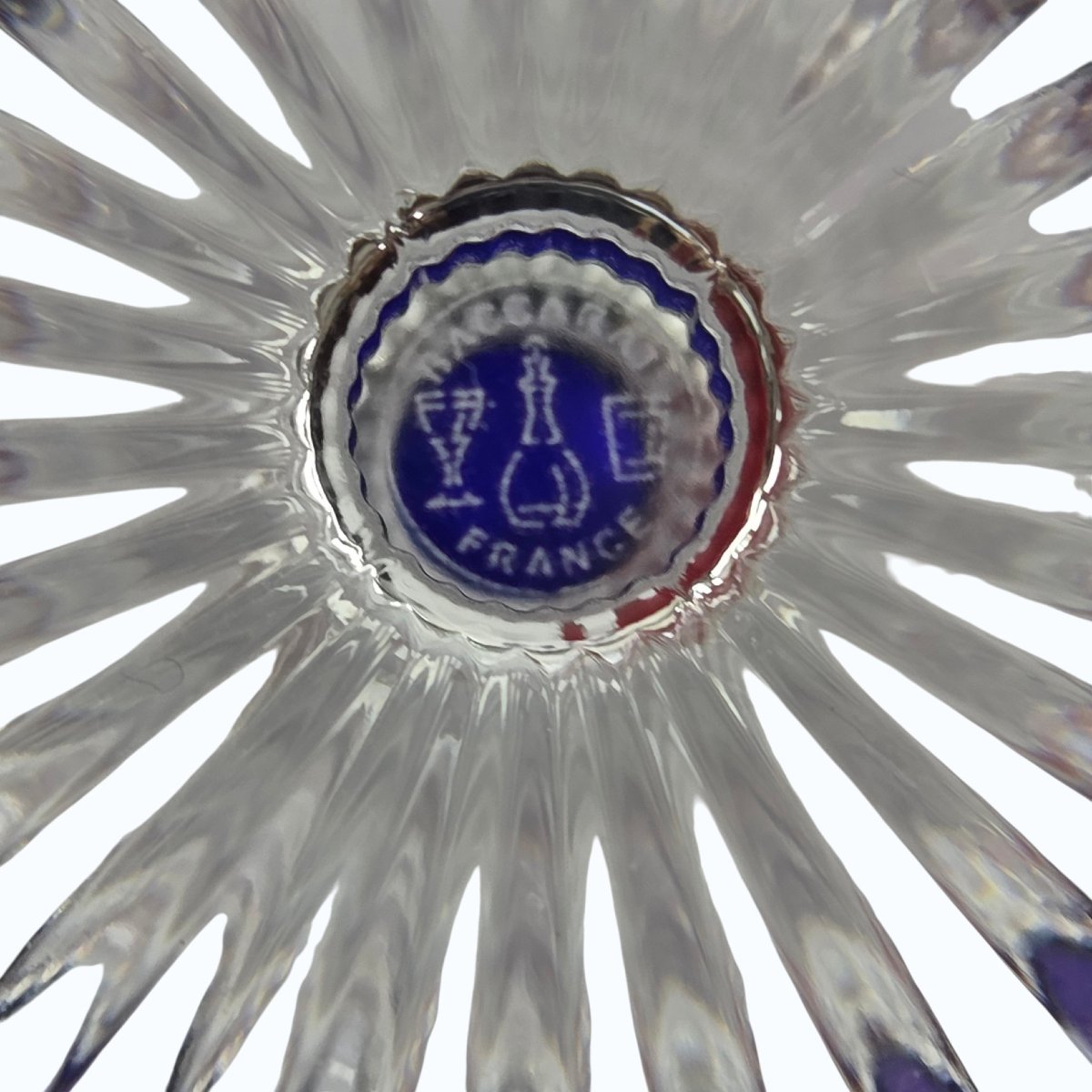 Set Of 7 Blue Baccarat Crystal Flutes, Mille Nuits Model.-photo-3