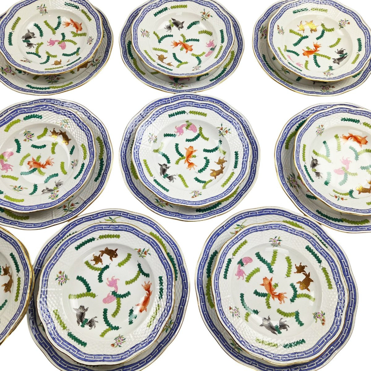 Herend Porcelain Dinner Service, Model “po”, 41 Pieces.-photo-3