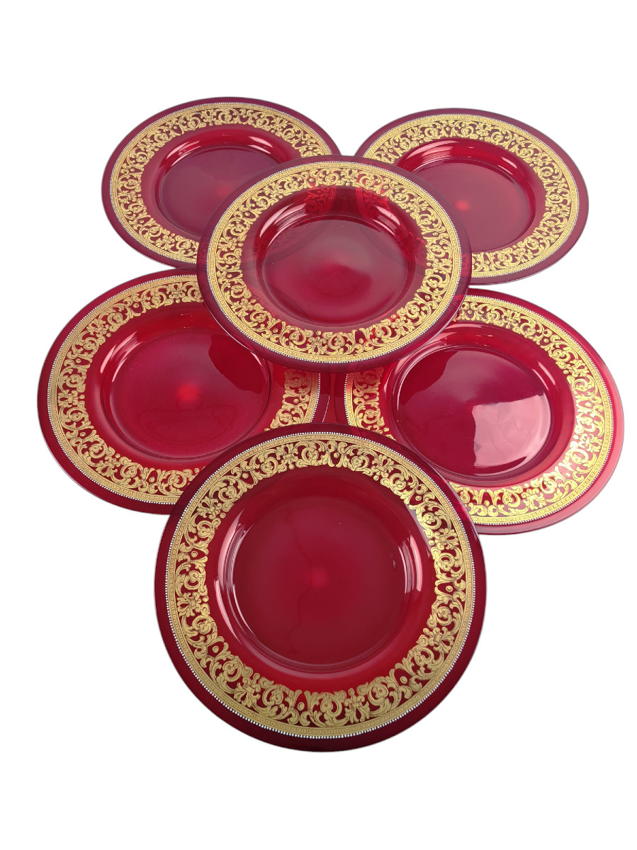 Set Of 12 Glass Plates, Murano, Pauly House.