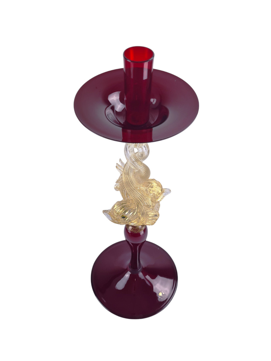 Large Murano Glass Table Candlestick, Pauly House.