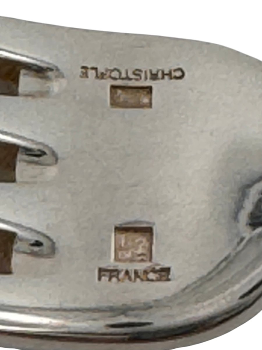 Service à poisson en métal argenté, modèle Aria, orfèvre Christofle-photo-3