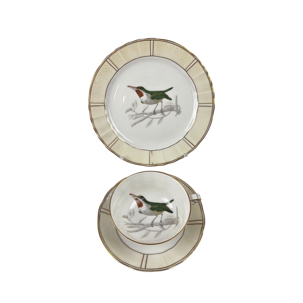 Limoges Porcelain Tea Service, Bernardaud Company, "les Oiseaux De Buffon" Pattern, 2-photo-1