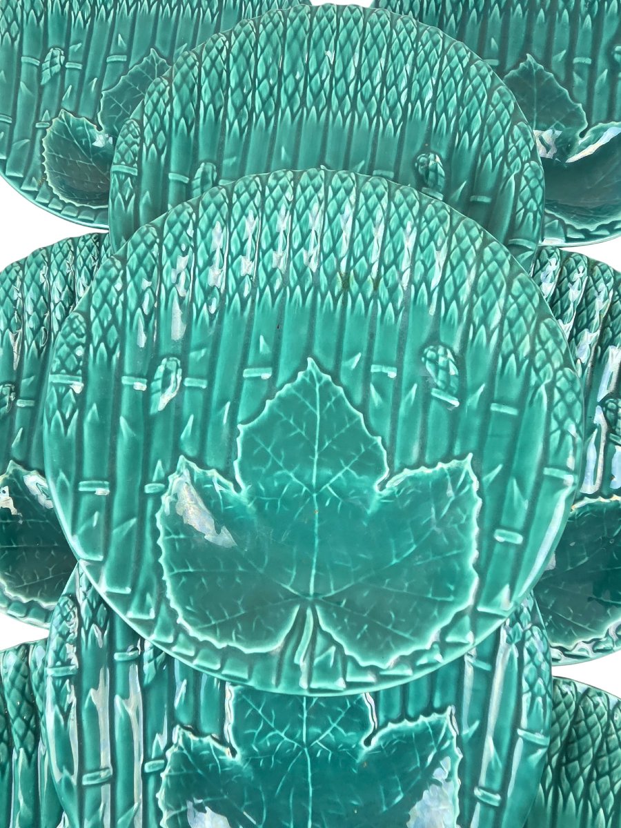 Asparagus Service In Saint Amand And Hamage Earthenware, Early 20th Century, 14 Pieces.-photo-3