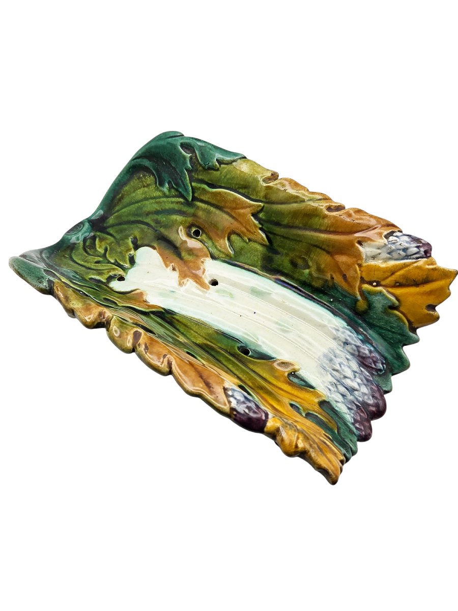 Asparagus Dish And Its Cradle In Late 19th-century Earthenware-photo-2