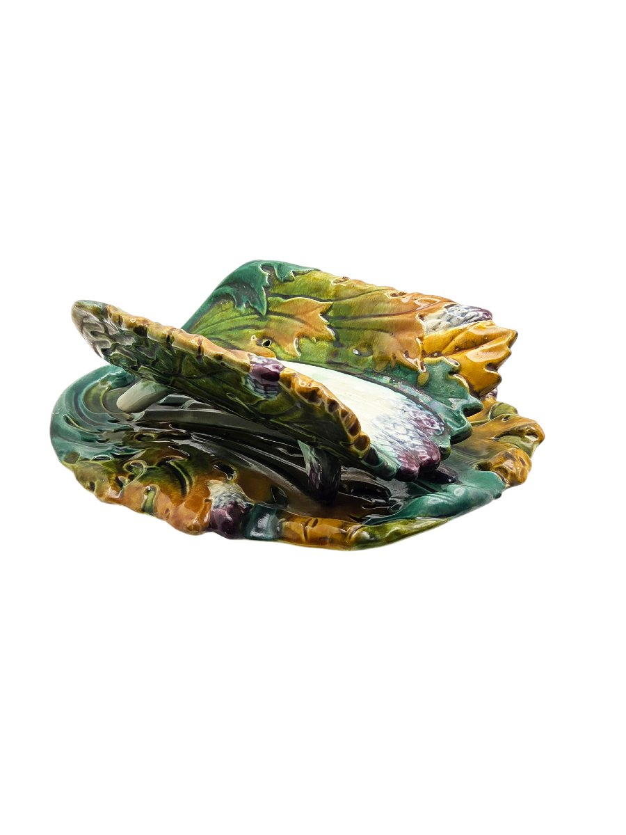 Asparagus Dish And Its Cradle In Late 19th-century Earthenware-photo-4