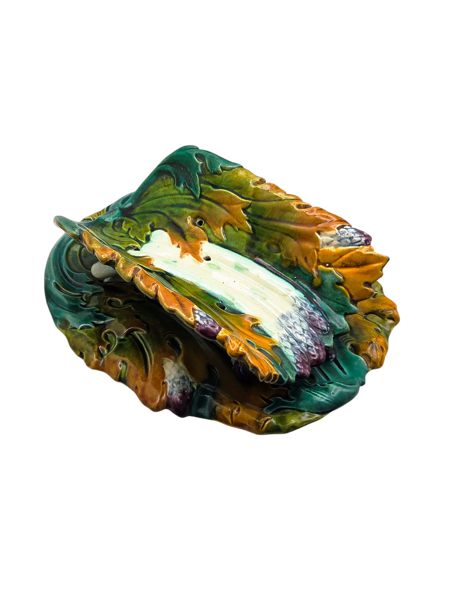 Asparagus Dish And Its Cradle In Late 19th-century Earthenware