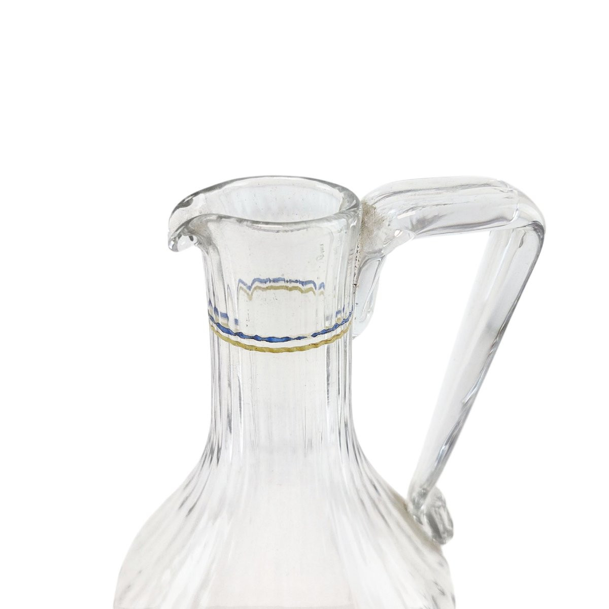 Paire de carafons en verre émaillé, fin XIXème à décor de volatiles.-photo-2