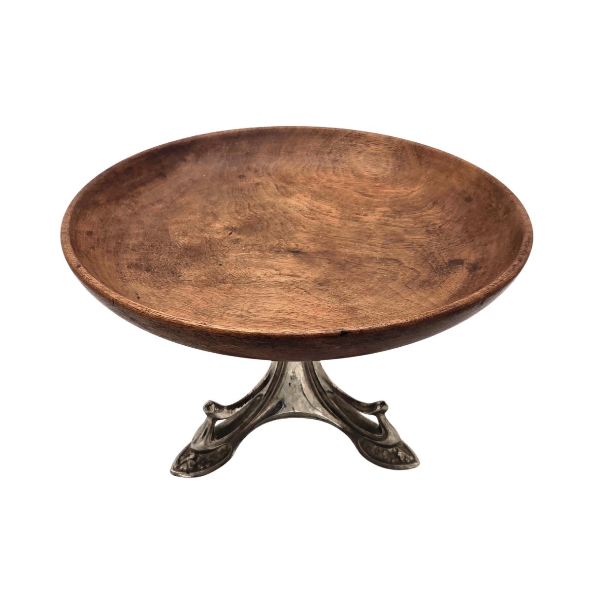 Pair Of Wood And Silver-plated Metal Bowls, Late 19th Century.-photo-3