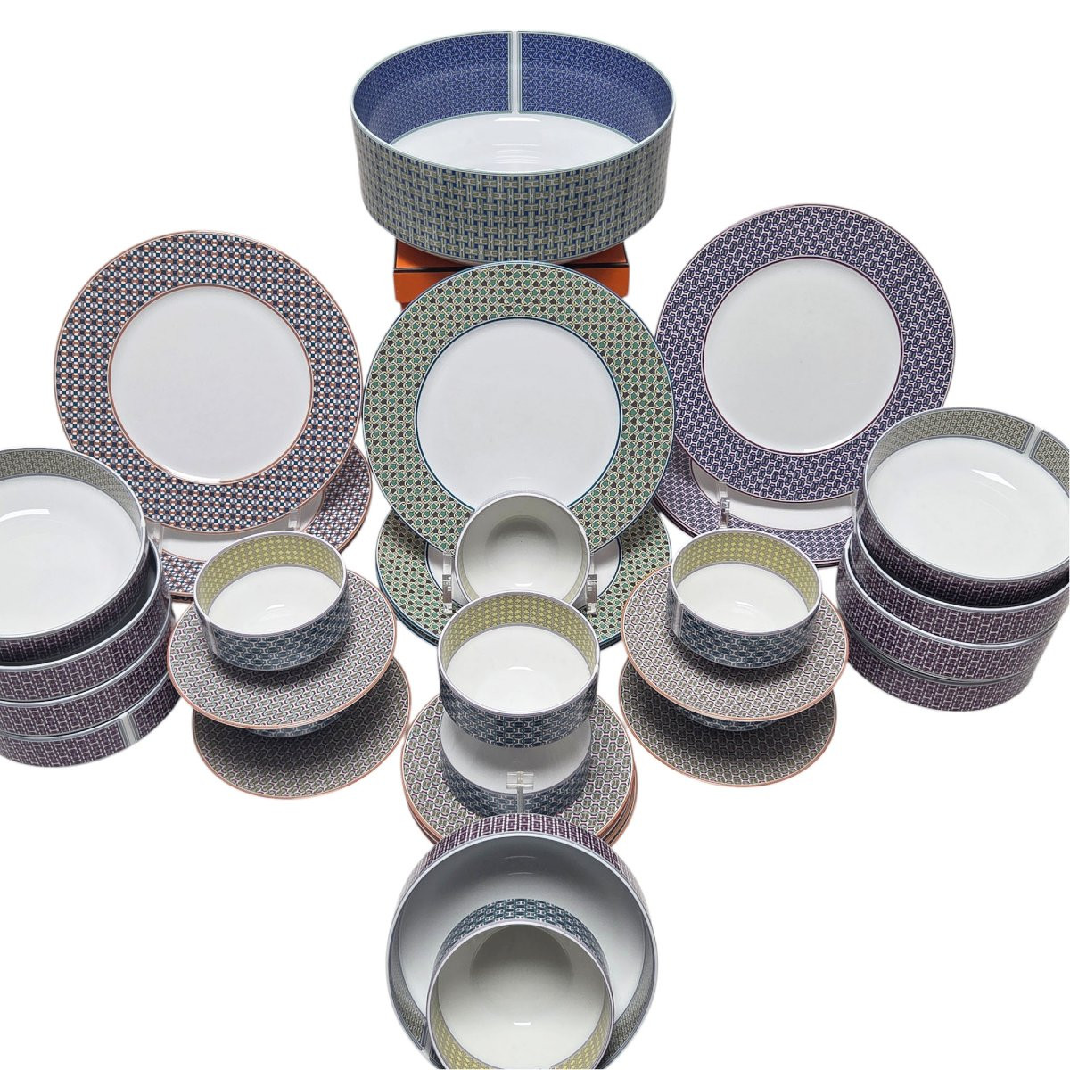 Porcelain Set, Tie Set Model, Hermès Paris, 35 Pieces.-photo-2