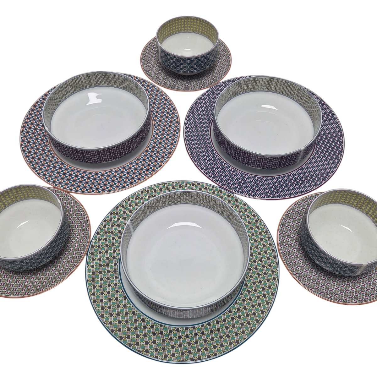 Porcelain Set, Tie Set Model, Hermès Paris, 35 Pieces.-photo-3