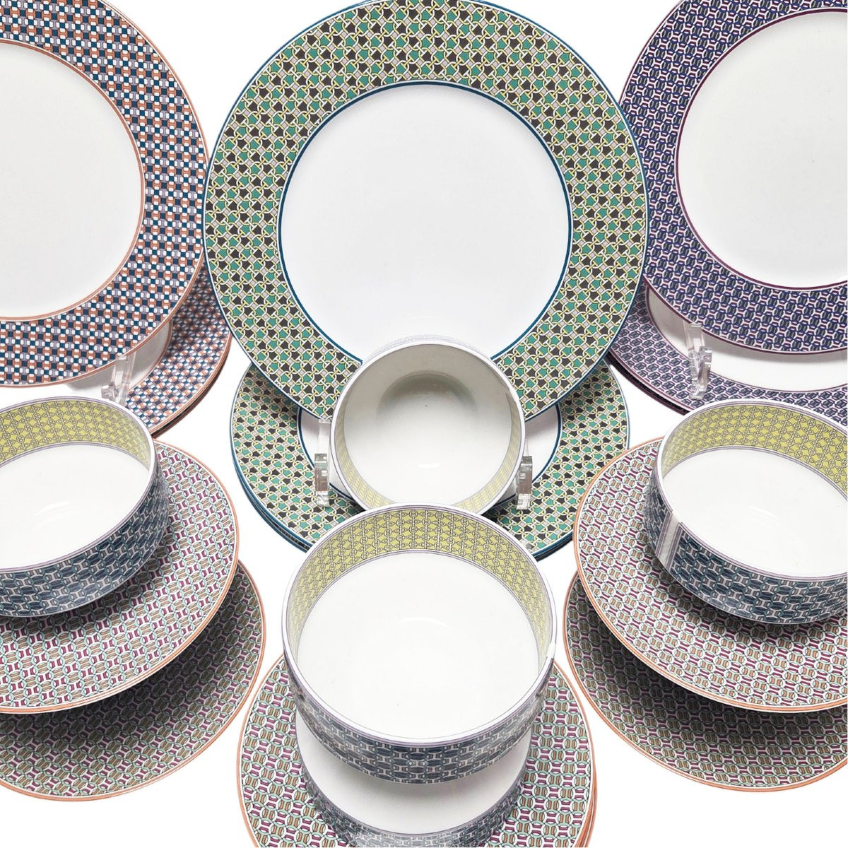 Porcelain Set, Tie Set Model, Hermès Paris, 35 Pieces.-photo-3