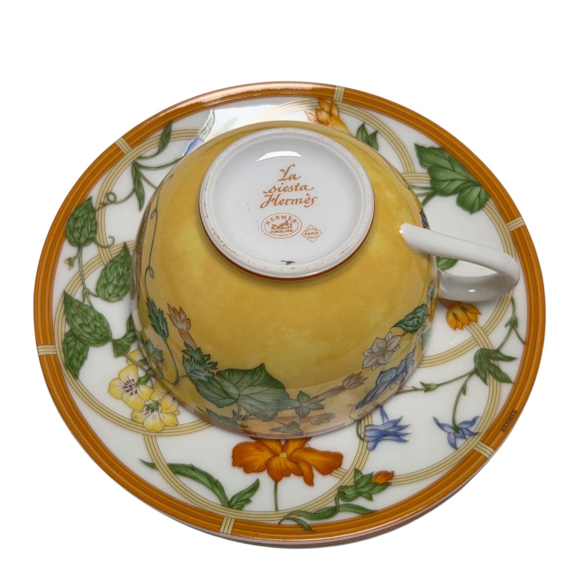 Service à thé en porcelaine de Limoges pour 18 personnes, maison Hermès, modèle Siesta, 39 pièc-photo-4