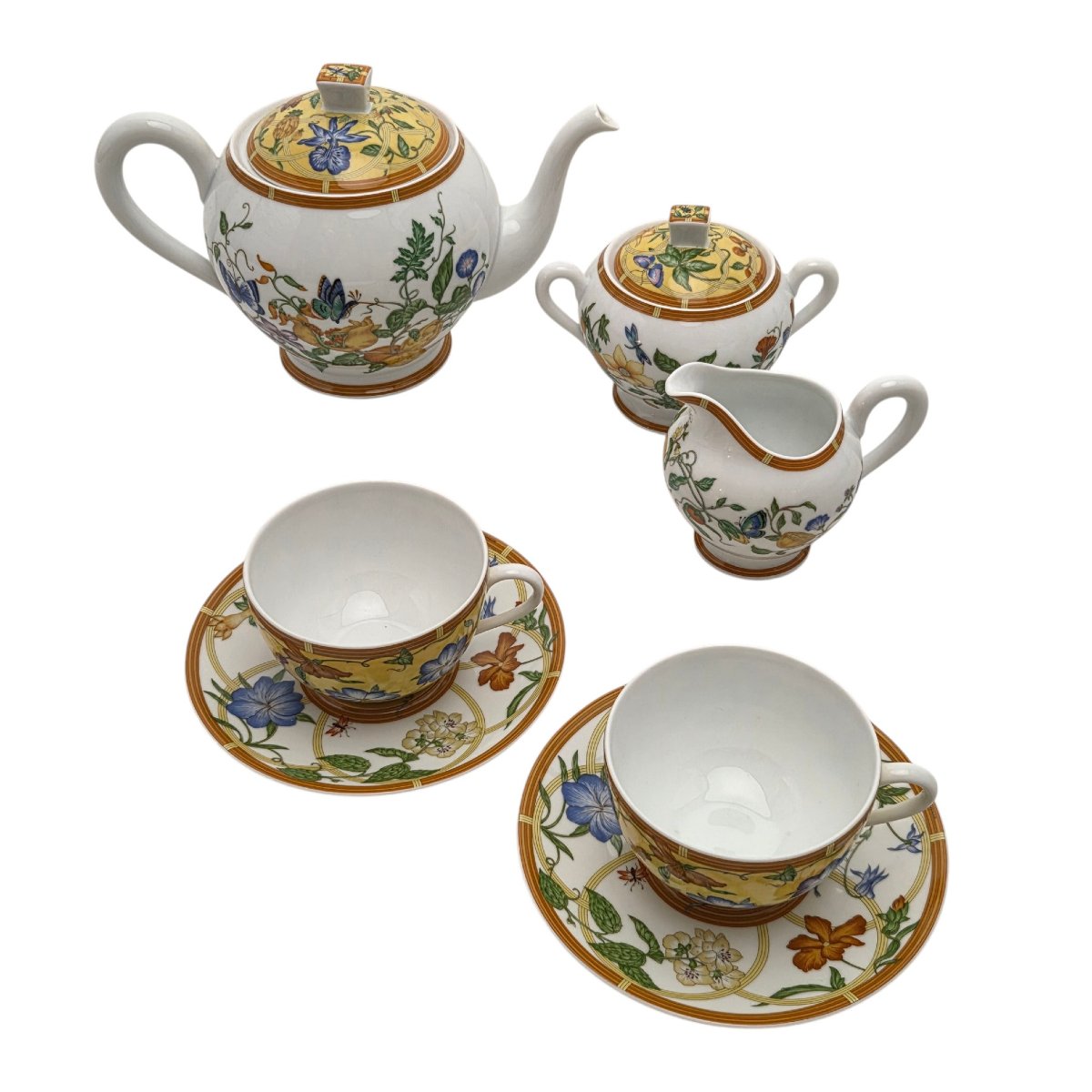 Service à thé en porcelaine de Limoges pour 18 personnes, maison Hermès, modèle Siesta, 39 pièc-photo-1
