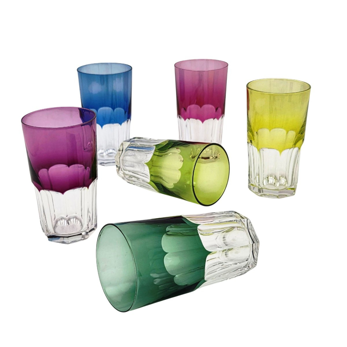 Suite de 6 gobelets à thé en cristal du Val Saint Lambert.-photo-2