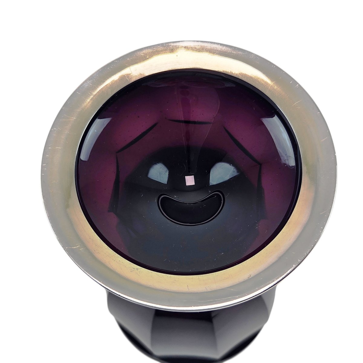 Vase en cristal doublé violet, monté argent.-photo-3