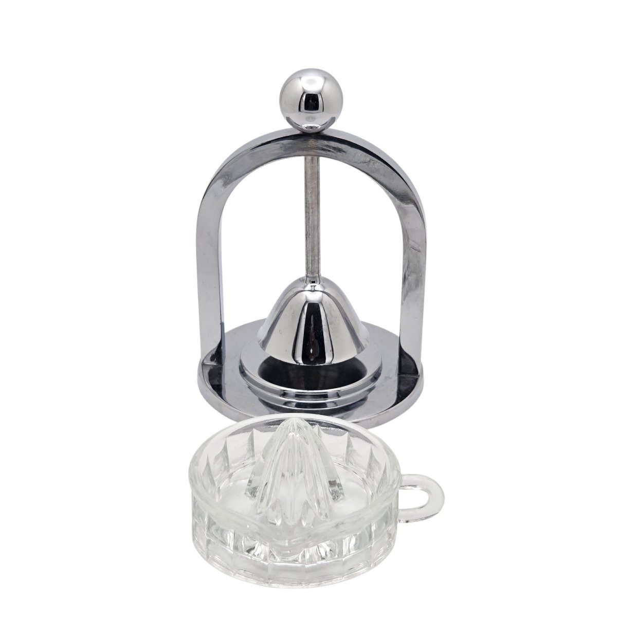 Glass And Chromed Metal Citrus Press, Attributed To Jacques Adnet.-photo-3