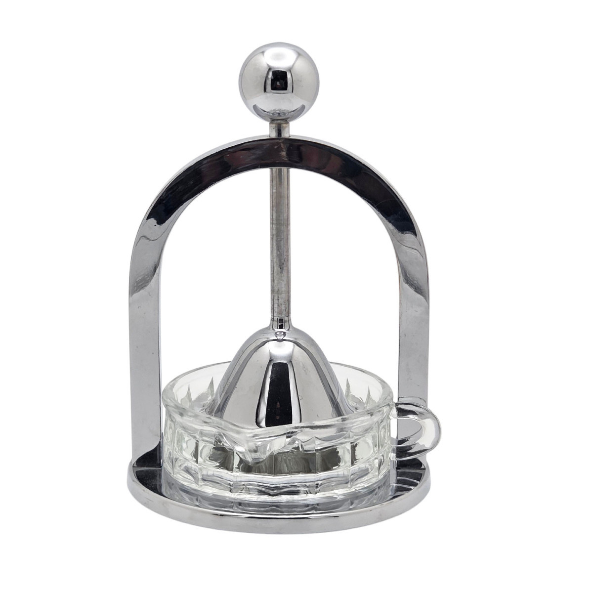 Glass And Chromed Metal Citrus Press, Attributed To Jacques Adnet.