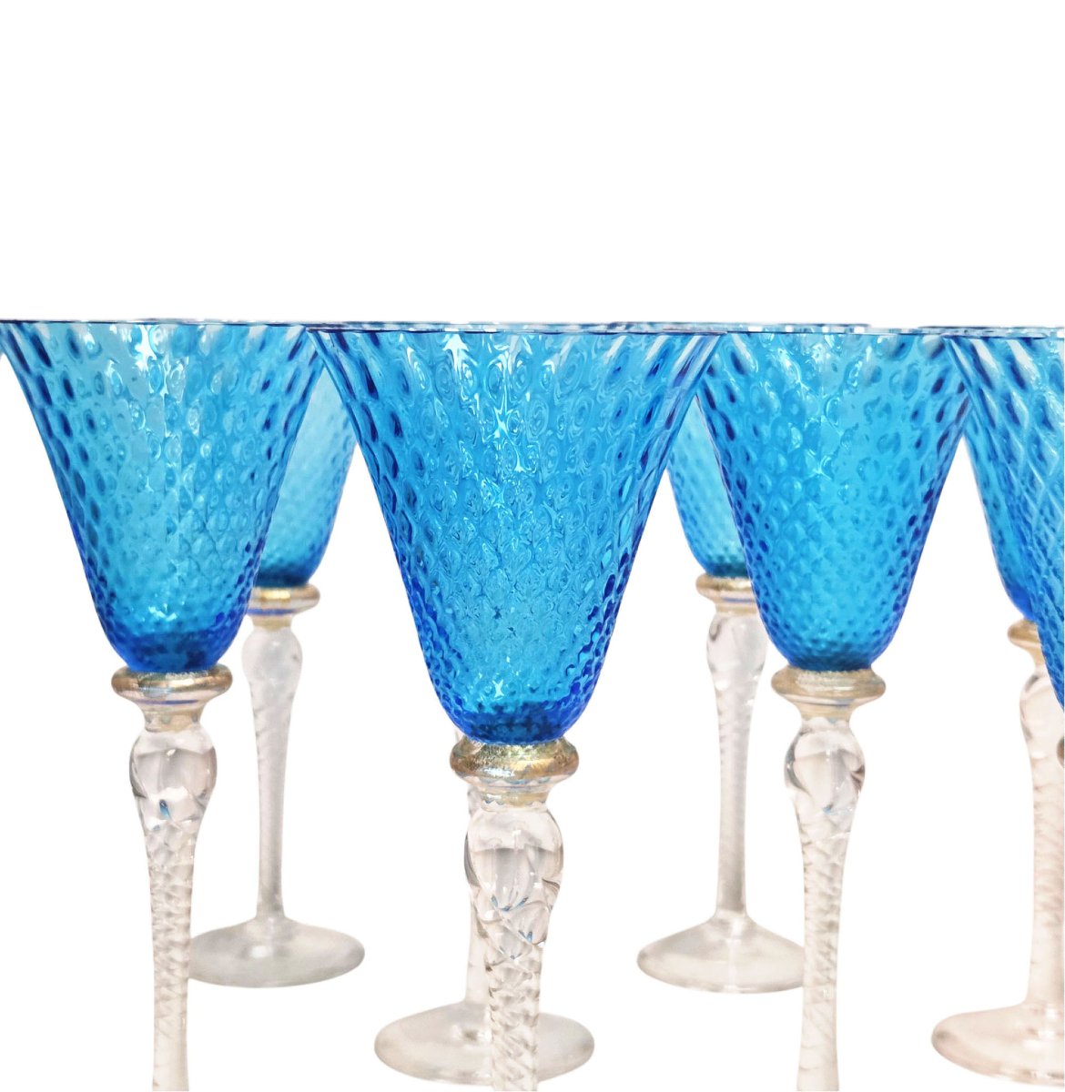 Service de verres pour 10 personnes plus les réserves, en verre de Murano, XXème.-photo-2