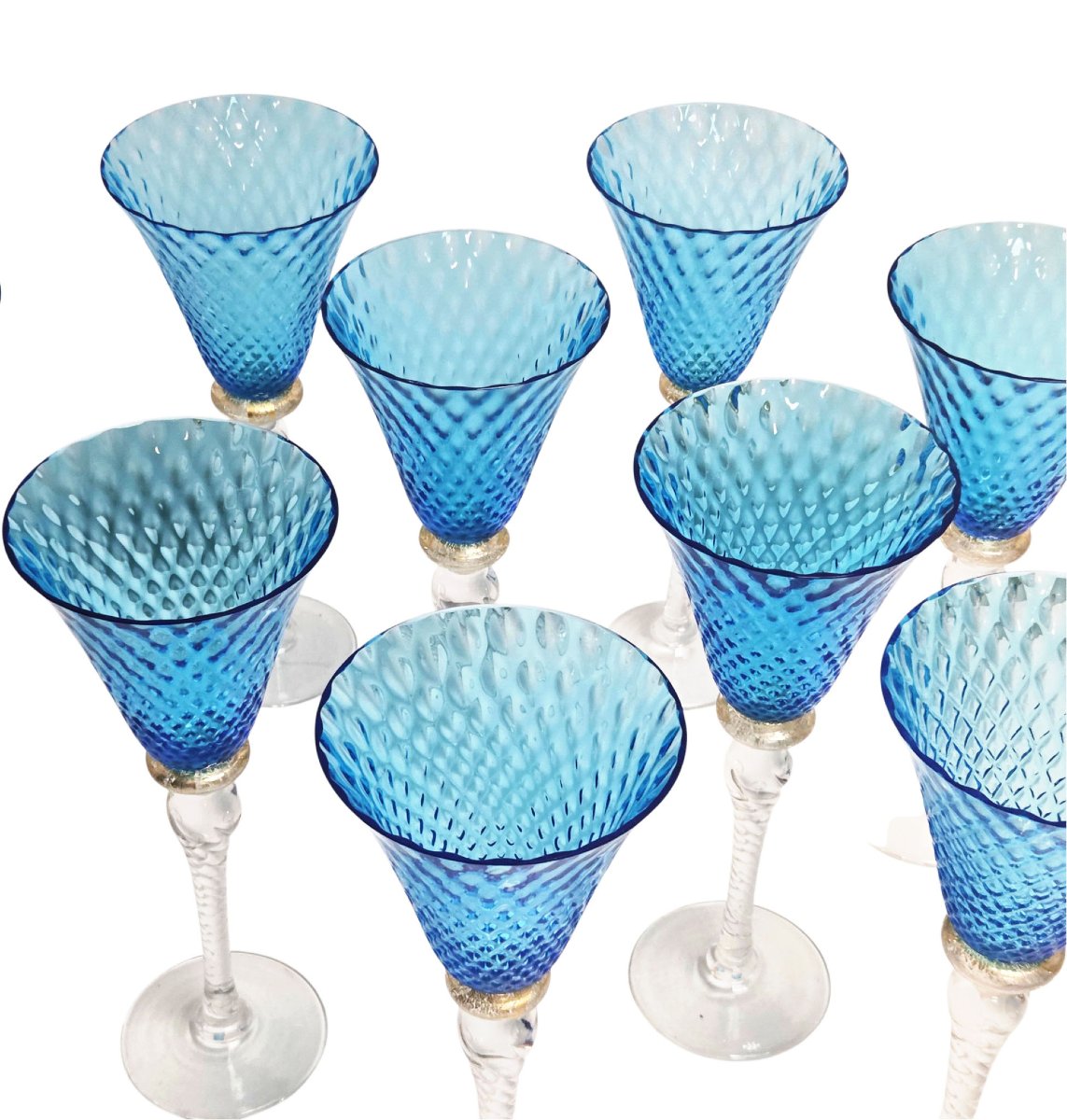 Service de verres pour 10 personnes plus les réserves, en verre de Murano, XXème.-photo-4