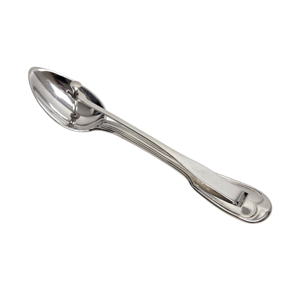  Silver-plated Metal Piston-style Sauce Spoon, Late 19th Century.-photo-3