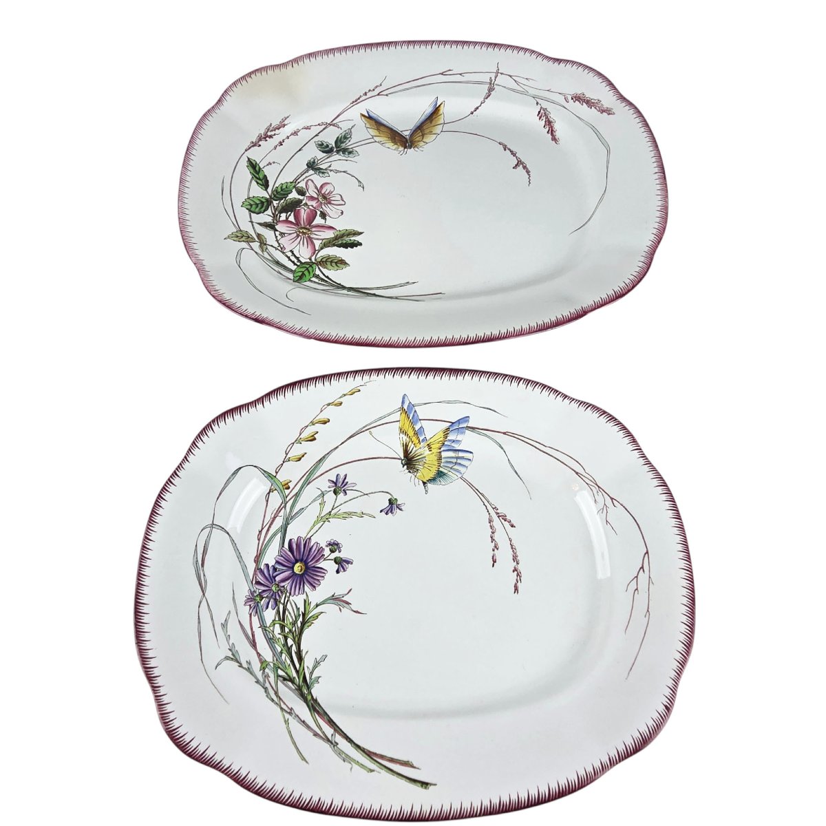 Service de table en faïence de Sarreguemines, modèle Papillon, fin XIX ème, 80 pièces.-photo-4