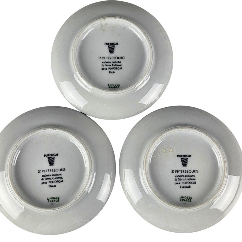 Ensemble de 5 paires-tasses à café en porcelaine de Limoges, modèle St Petersbourg, maison Puif-photo-2