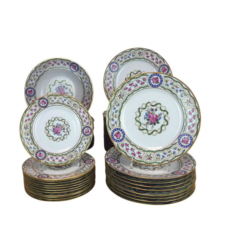 Limoges Porcelain Dinner And Coffee Sets By Haviland, Louvecienn Model-photo-2