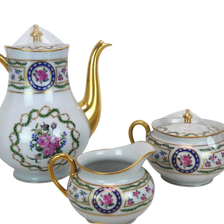 Limoges Porcelain Dinner And Coffee Sets By Haviland, Louvecienn Model-photo-6