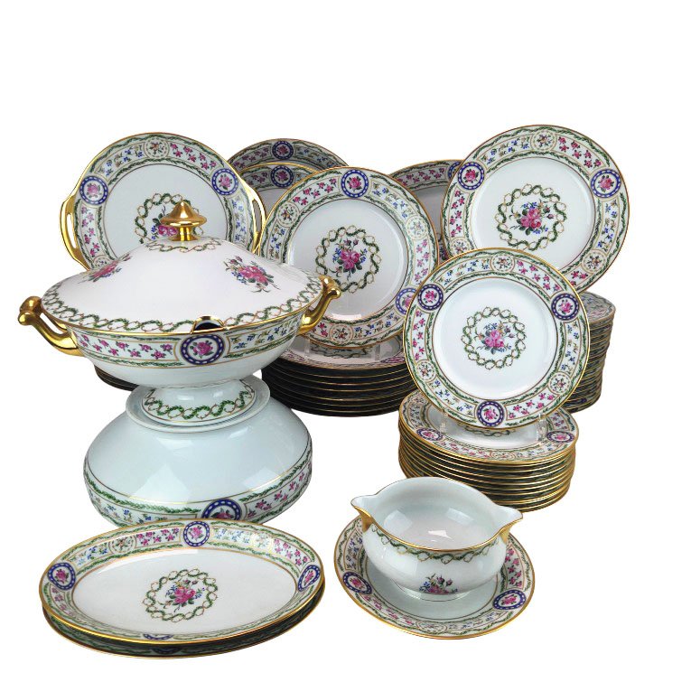 Limoges Porcelain Dinner And Coffee Sets By Haviland, Louvecienn Model