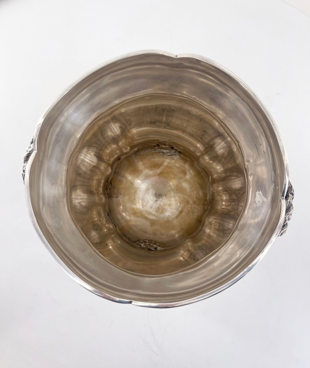Seau à champagne à double prises en argent 800 millièmes, Italie XXème.-photo-1
