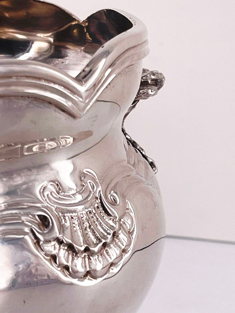 Double-handled Ice Bucket With Its 800-thousandths Silver Spoon, Italy, 20th Century.-photo-3