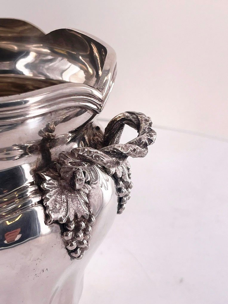 Double-handled Ice Bucket With Its 800-thousandths Silver Spoon, Italy, 20th Century.-photo-4