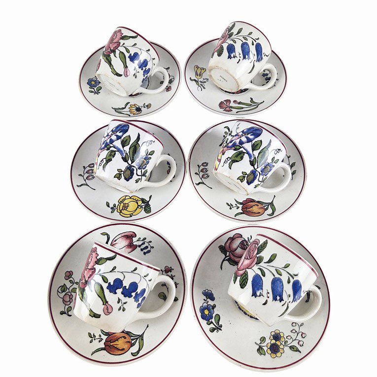  A 15-piece Sarreguemines Earthenware Coffee Service Set, “annales” Model.-photo-1