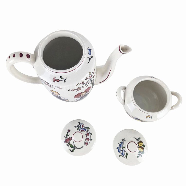  A 15-piece Sarreguemines Earthenware Coffee Service Set, “annales” Model.-photo-4