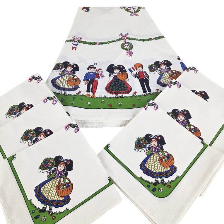 Beauvillé Cotton Tableware Set Consisting Of A Tablecloth And Six Napkins.
