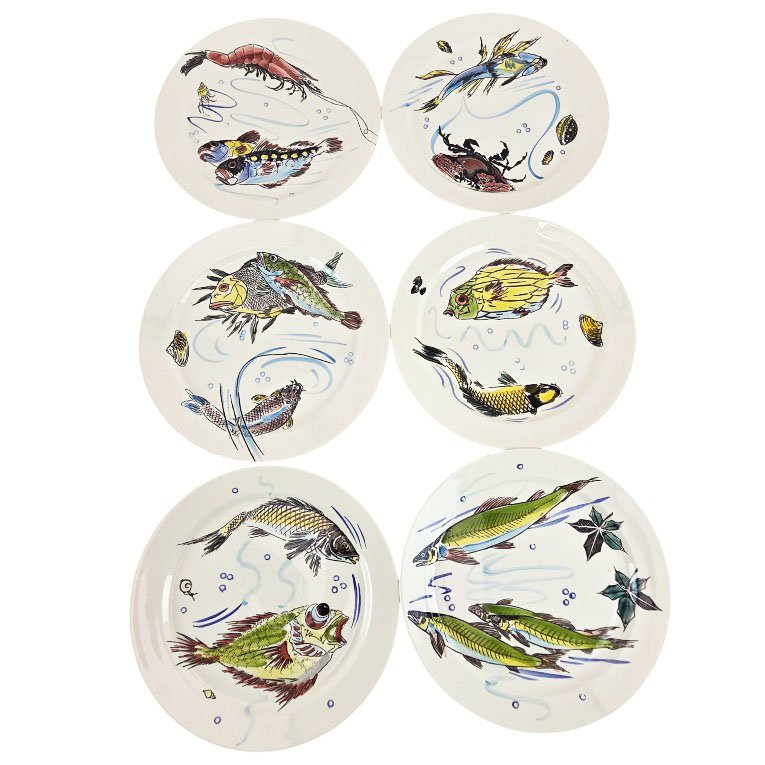 Set Of Ceramic Fish Plates, Capri Model, Villeroy & Boch, 1970s, 27 Pieces-photo-1