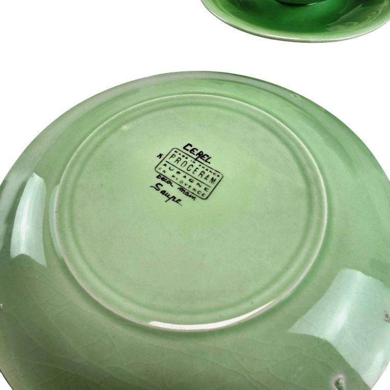 16-piece Earthenware Fish Serving Set By Procéram, Aubagne.-photo-5