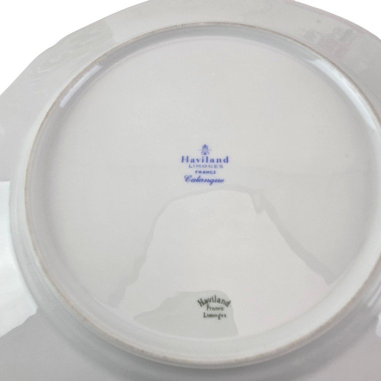 Limoges Porcelain Fish Serving Set, "calanque" Pattern, By Haviland, 14-piece Set.-photo-2