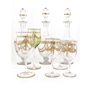 Exceptionnel Service De Verres En Cristal, XIXème,63 Pièces.