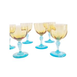 6 Verres à Eau, Modèle Dit »george Sand », Cristalleries De Portieux.
