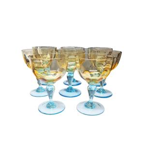   8 Verres à Eau, Modèle Dit »george Sand », Cristalleries De Portieux.