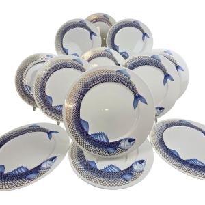 12 assiettes à poisson en porcelaine Villeroy et Boch.