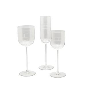 Service de verres en cristal de Saint Louis pour Hermès Paris, modèle Rythme, 18 pièces.
