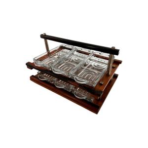 Présentoir original en bois à compartiments, époque Art Déco.