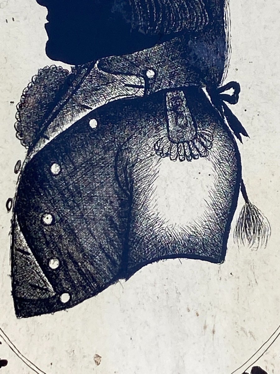Miniature: Portrait Of A French Officer In Silhouette, Verre églomisé-photo-2