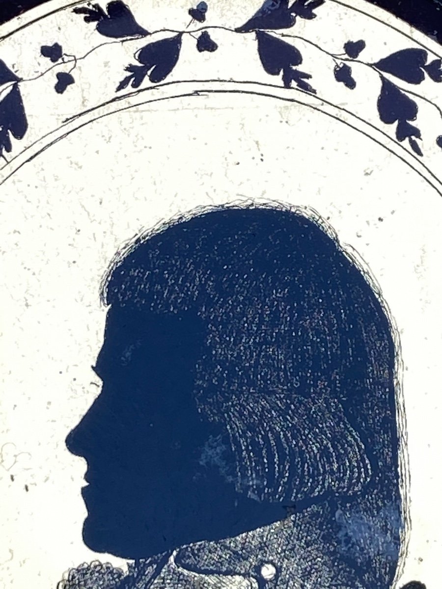 Miniature: Portrait Of A French Officer In Silhouette, Verre églomisé-photo-4